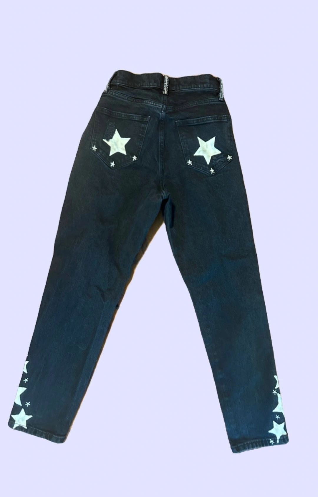 Arizona Hi Rise Curvy Mom Jean with Hand Bleached Star Design
