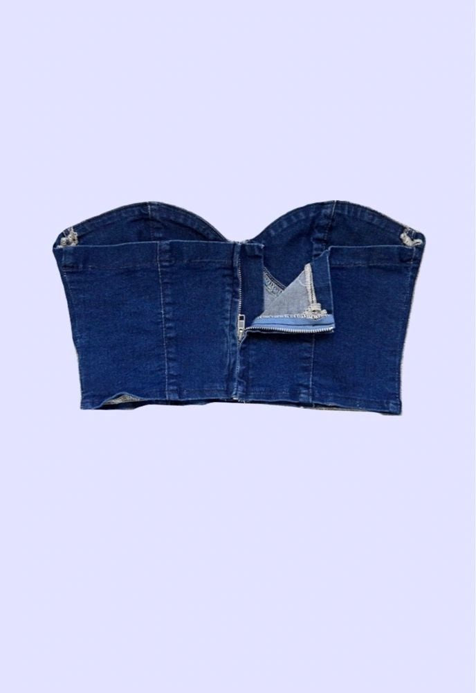 Denim Bustier Mandala Top