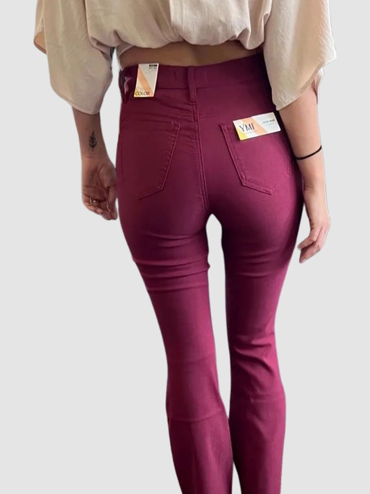 YMI Jr. Hyperstretch Forever Color High Rise Flare Dusty Rose - "The Total Babe Pant"