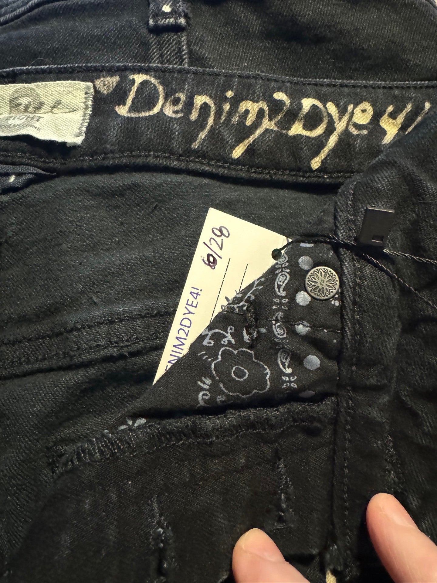 Spider Hand Bleached Shorts - WE THE FREE High Rise Raw Hem 5-Button Front 6/28 Repurposed