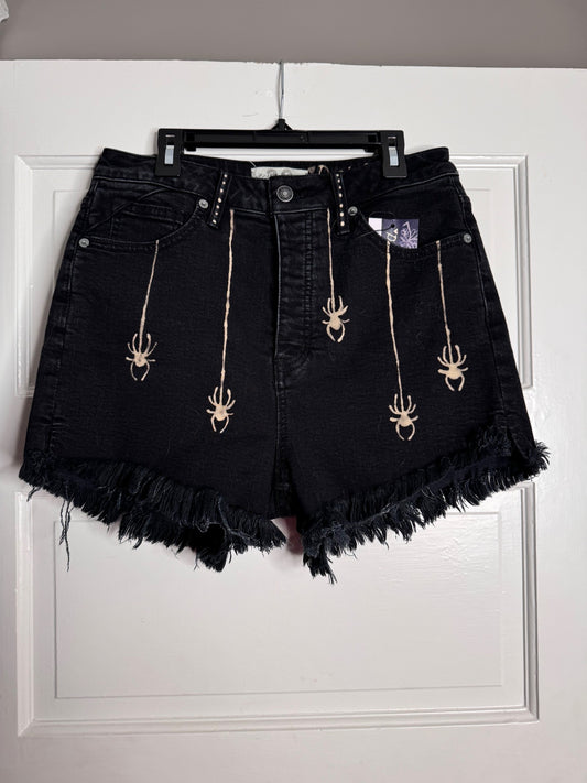 Spider Hand Bleached Shorts -  WE THE FREE High Rise Raw Hem 5-Button Front 6/28 Repurposed