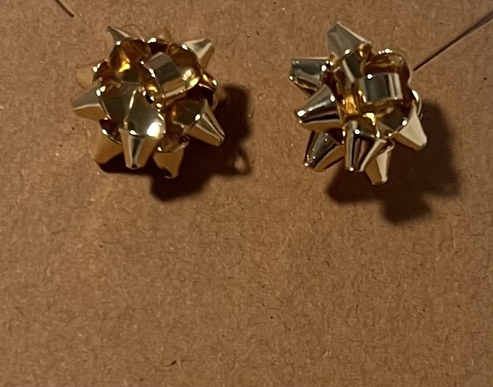 Metallic Bow Post Earrings in Silver, Gold, Red and Green