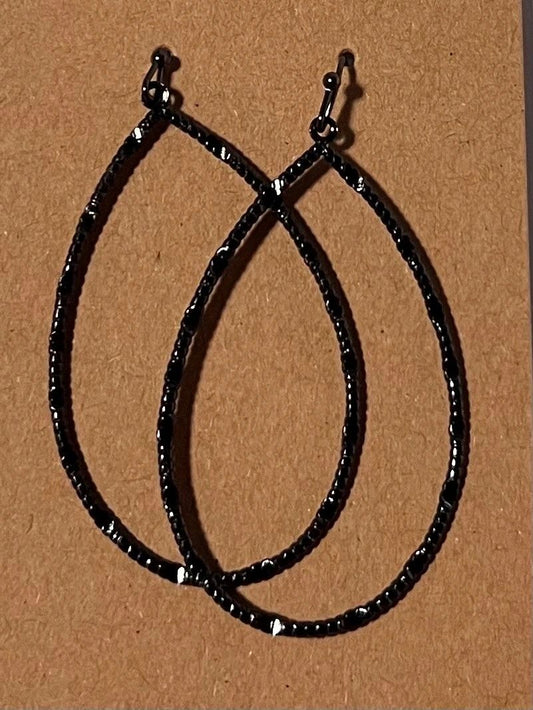 Teardrop Etched Dangle Earrings in Silver, Gold and Black