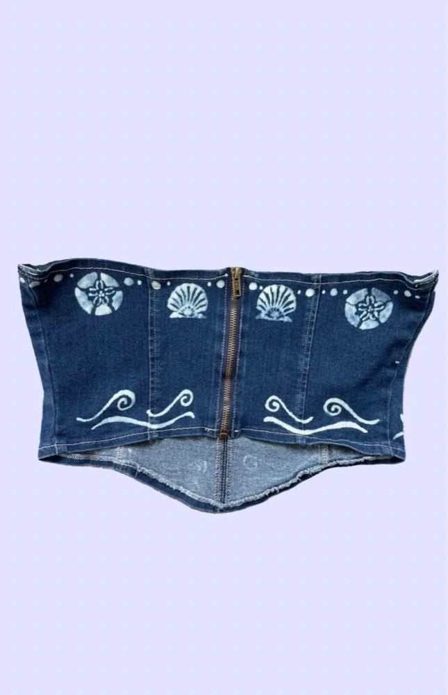 Shell Corset Tube Top ~ Size M, L Hand Bleached