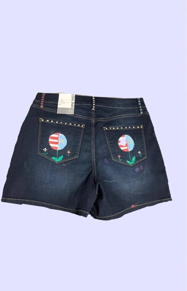 Whimsical Flower 4Th Of July Shorts ~ NineWest Women's Size 8