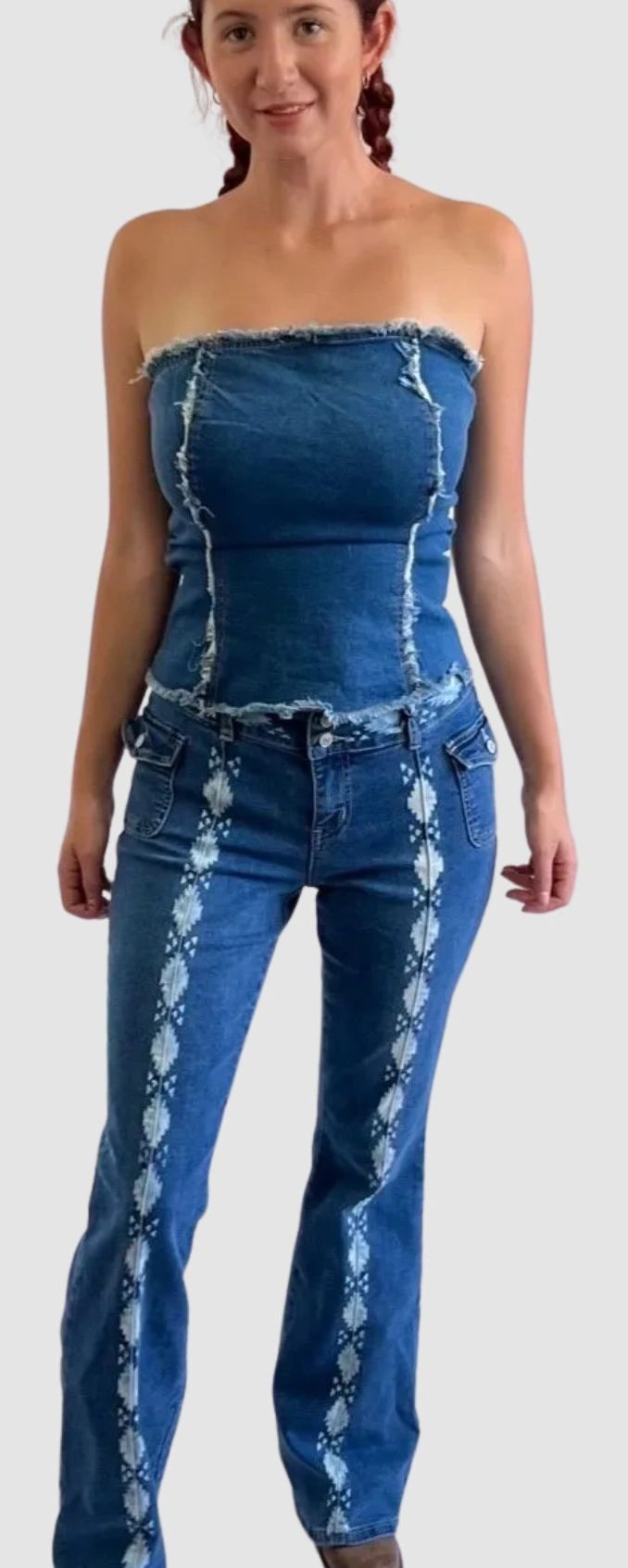 THE SOUTH WESTERN BELL - DOUBLE BUTTON MID SEAM CARGO POCKET JEAN YMI SIZE 5 - All other sizes sold. Can Make Custom.