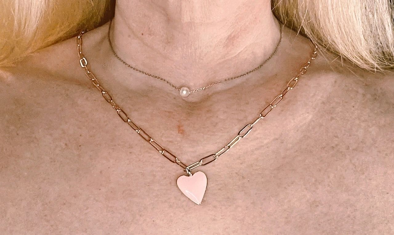 Heart Necklace with Gold Chain - 3 Colors