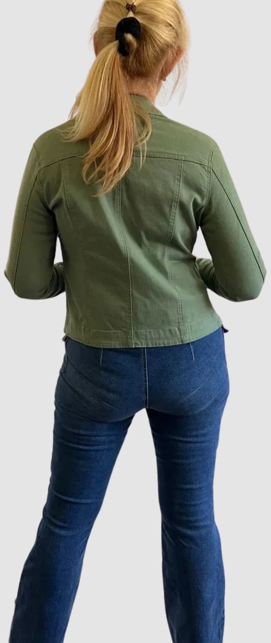 Olive Green Denim Jacket ~ Charter Club Women's Size Extra Small