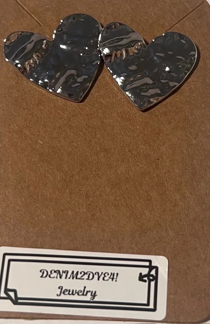 Heart Hammered Earrings in Gold or Silver