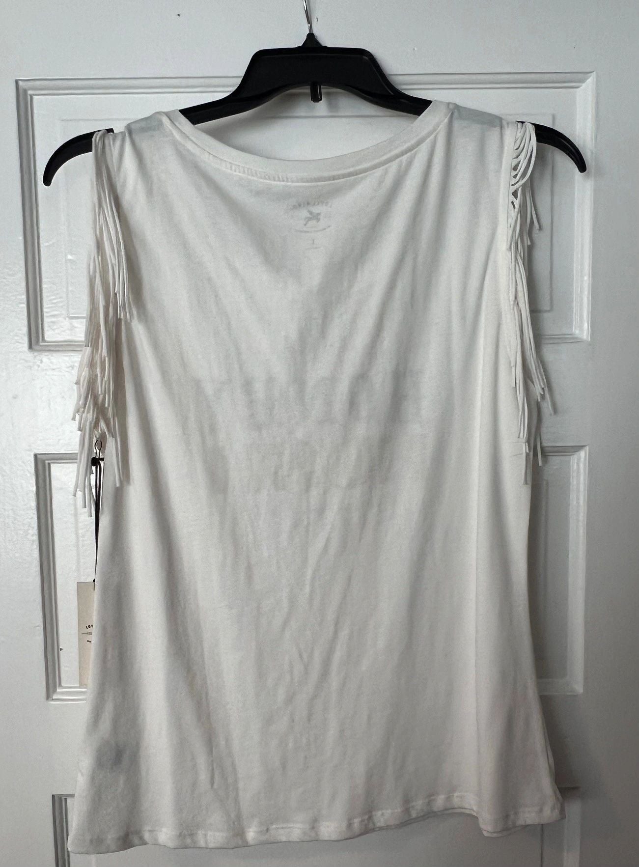Hush Honey Sleeveless Fringe Graphic T Shirt by Idyllwind