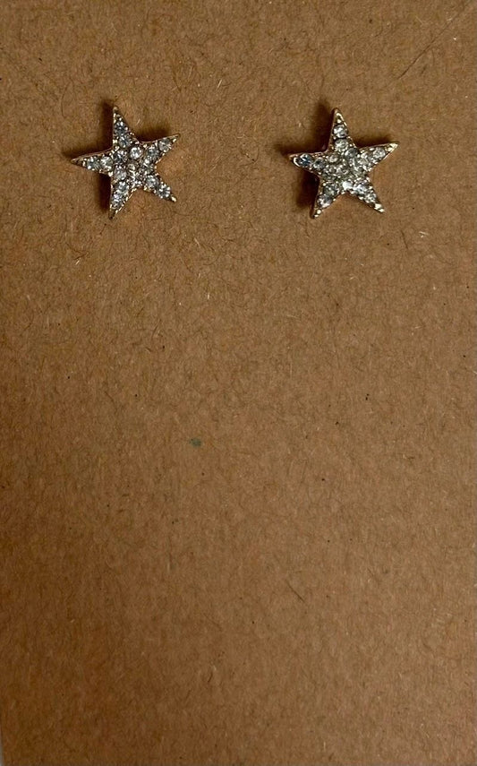 TWINKLE LITTLE STAR RHINESTONE POST EARRINGS SILVER
