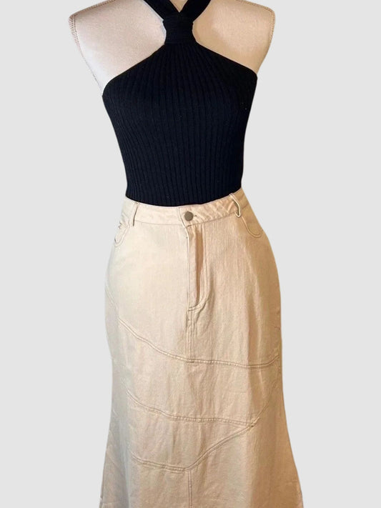 Mermaid Cream Denim Maxi Skirt Beige