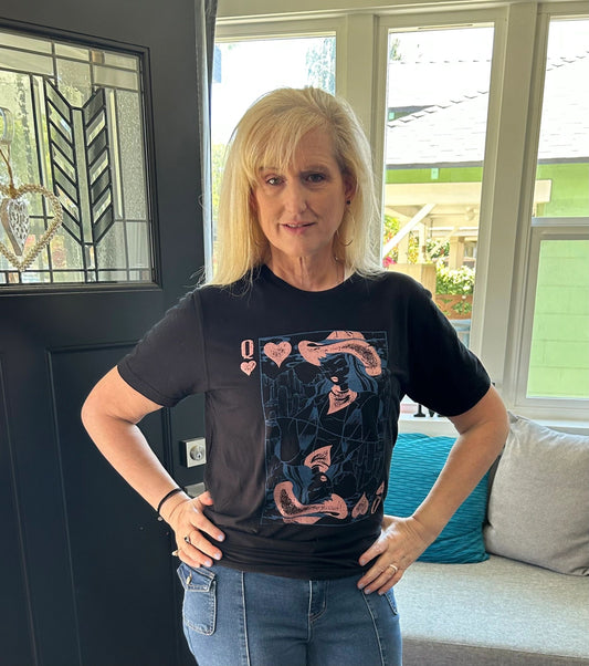 Cowgirl Queen of Hearts Black Graphic T-Shirt