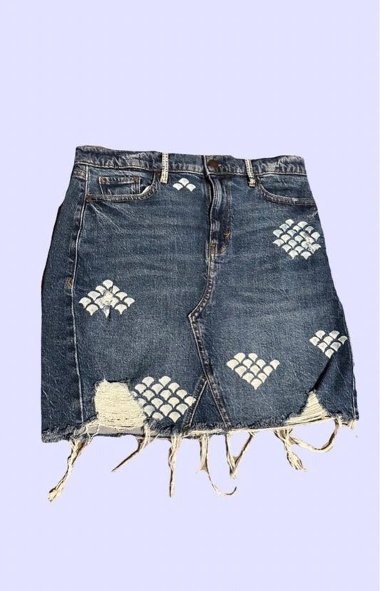 mermaid-skirt-ana-womens-size-2-hand-bleached-distressed-scales-front-view