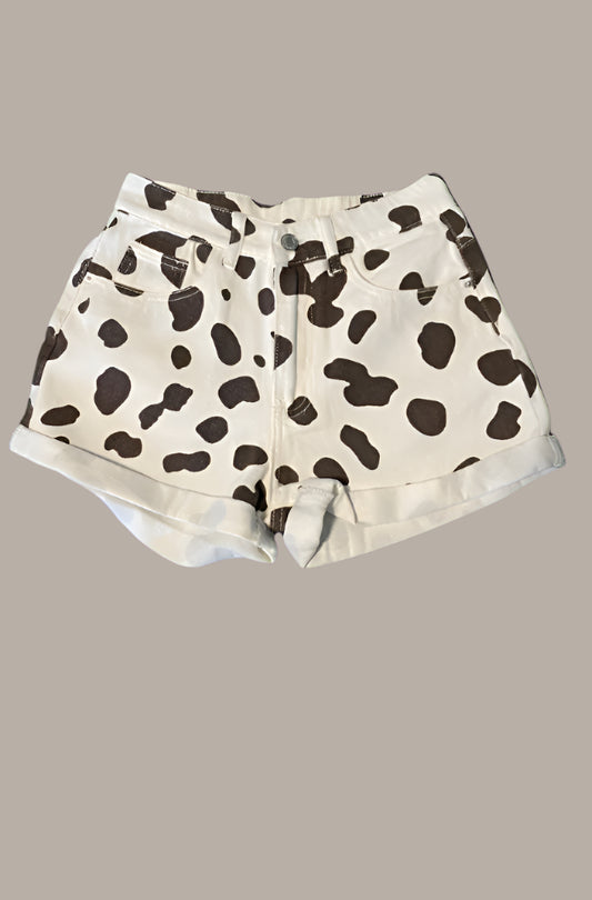 rodeo-muse-cow-print-shorts-front-view