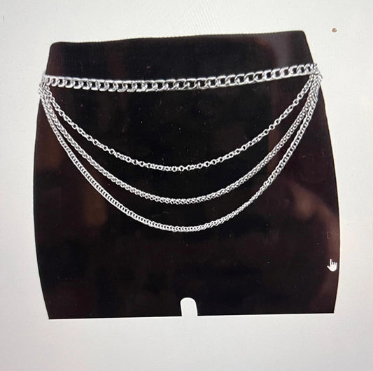 Multi Layered Waist Chain Belt - 'gold" One Size