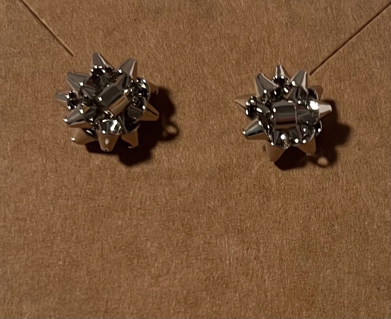 Metallic Bow Post Earrings in Silver, Gold, Red and Green