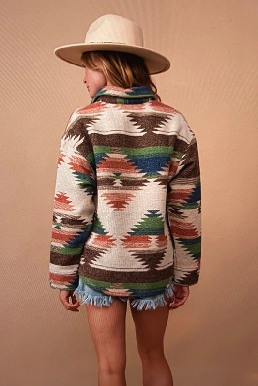 Western Pattern Pullover Collared Shirt / Sweetie Shacket