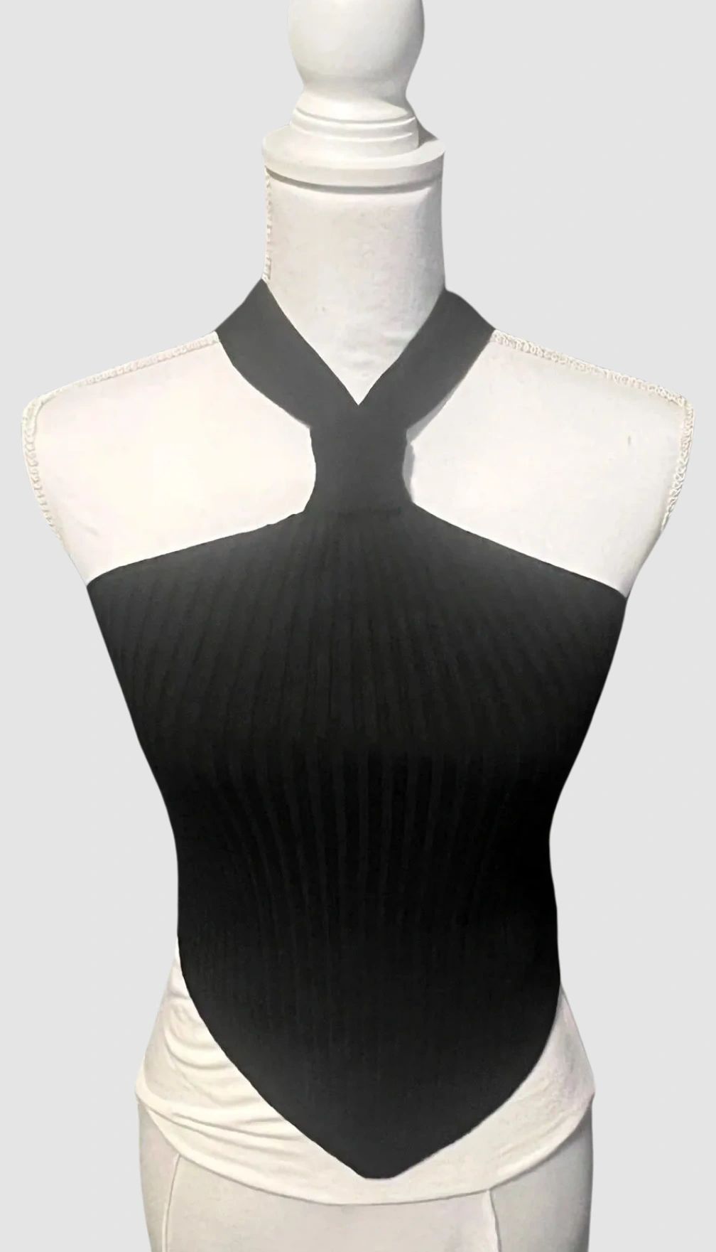 The Doreen Woven Ribbed Tank with Necktie detail by ITOO