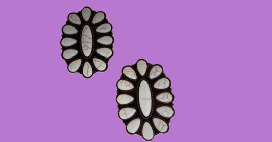 White Concho Floral inspired Post Earrings