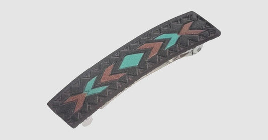 Southwestern Geometric Genuine Leather Hair Barrette
