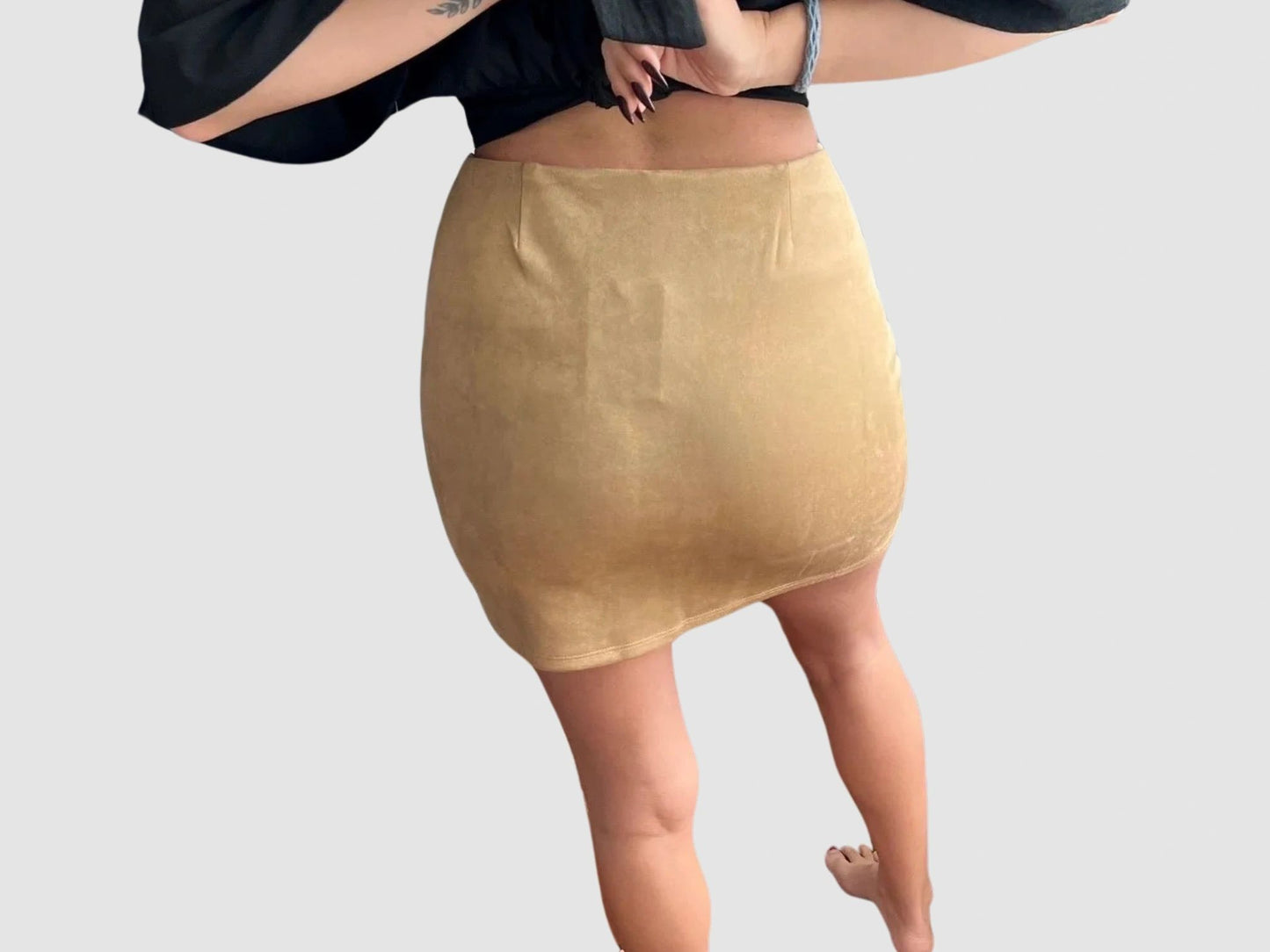 The Carissa Faux Suede Front Zip Mini Skirt
