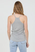 Eclipse Racerback Tank in Light Grey, Charcoal Grey and Magenta Pink