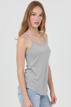 Eclipse Racerback Tank in Light Grey, Charcoal Grey and Magenta Pink