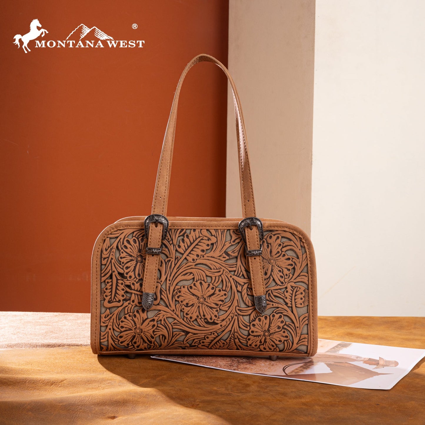 Montana West Western Carved Out Tooled Mini Satchel – BLACK OR BROWN