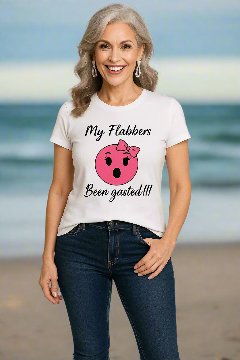 my-flabbers-been-gasted-graphic-pink-emoji-t-shirt-fundraiser-for-tourette-association-of-america-lashes front white tee model  o50