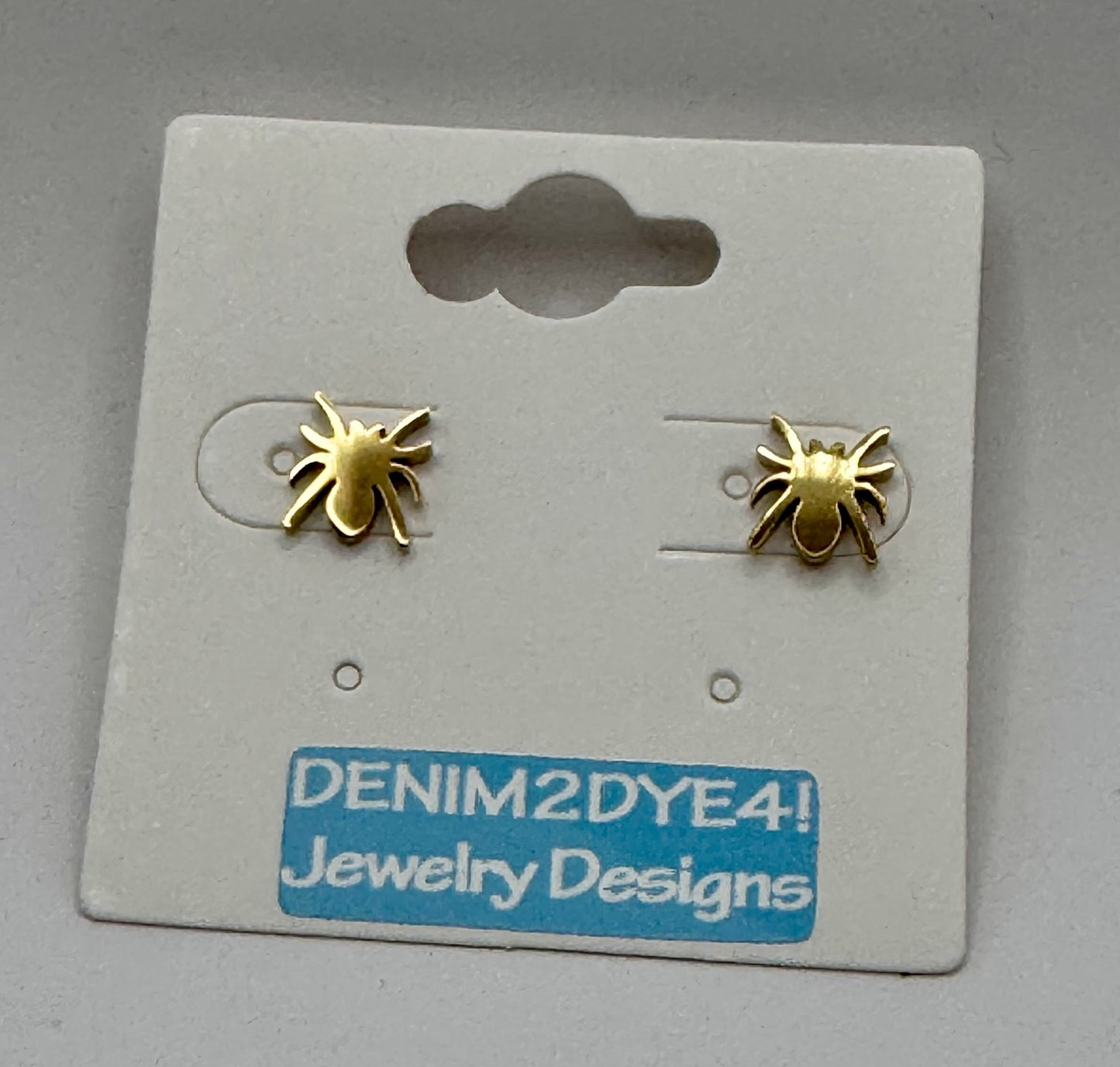 Spider Stainless Steel Post Earrings in Black, Gold, Silver – Hypoallergenic, Waterproof, Minimalist Statement Jewelry-gold
