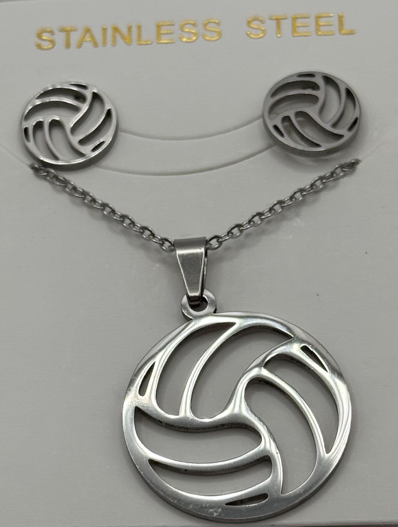 Coastal Serve Volleyball Pendant & Hoop Set – Silver or Gold Finish