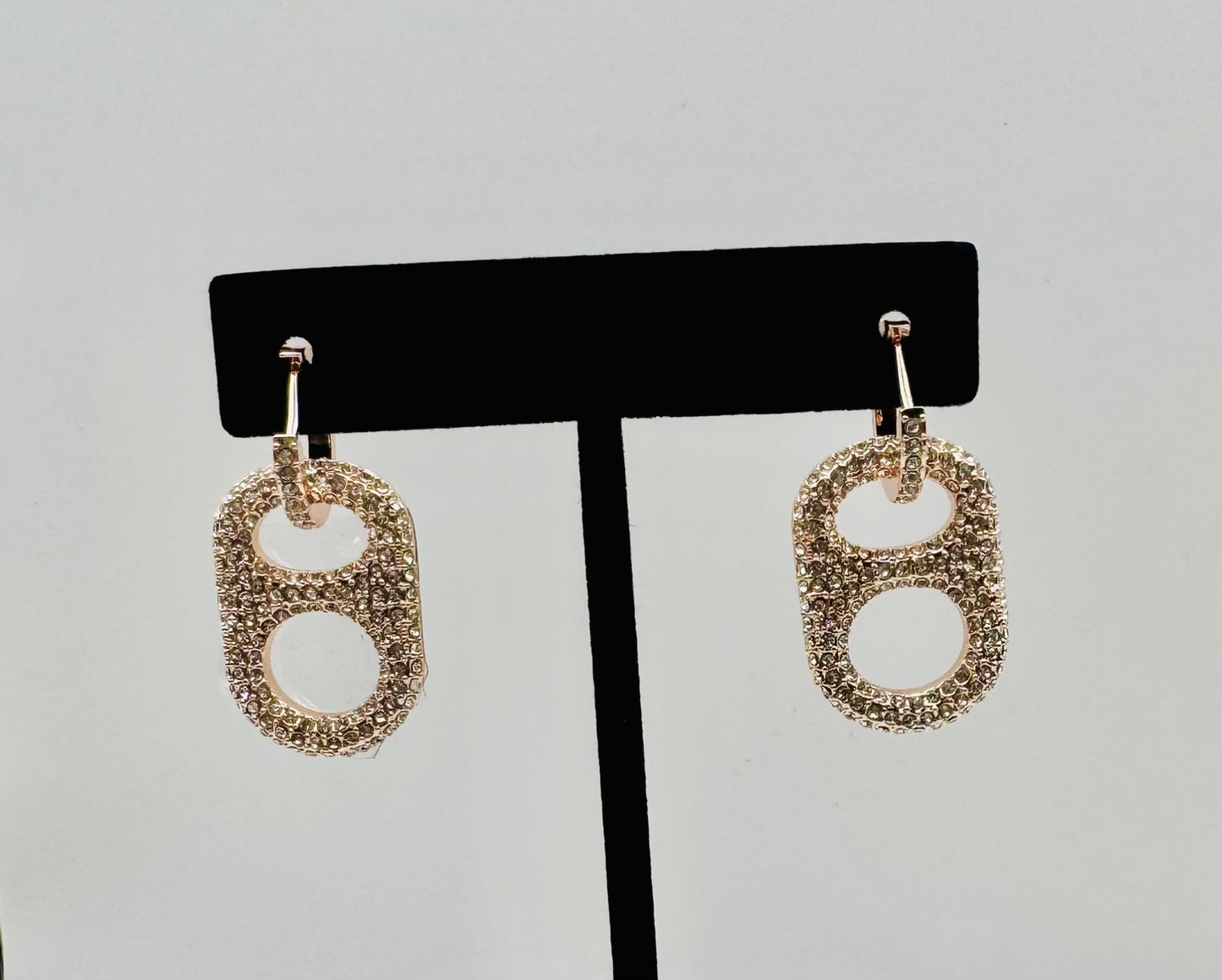 Luxe Rose Crush Floating Poptab Earrings front view with rhinestones