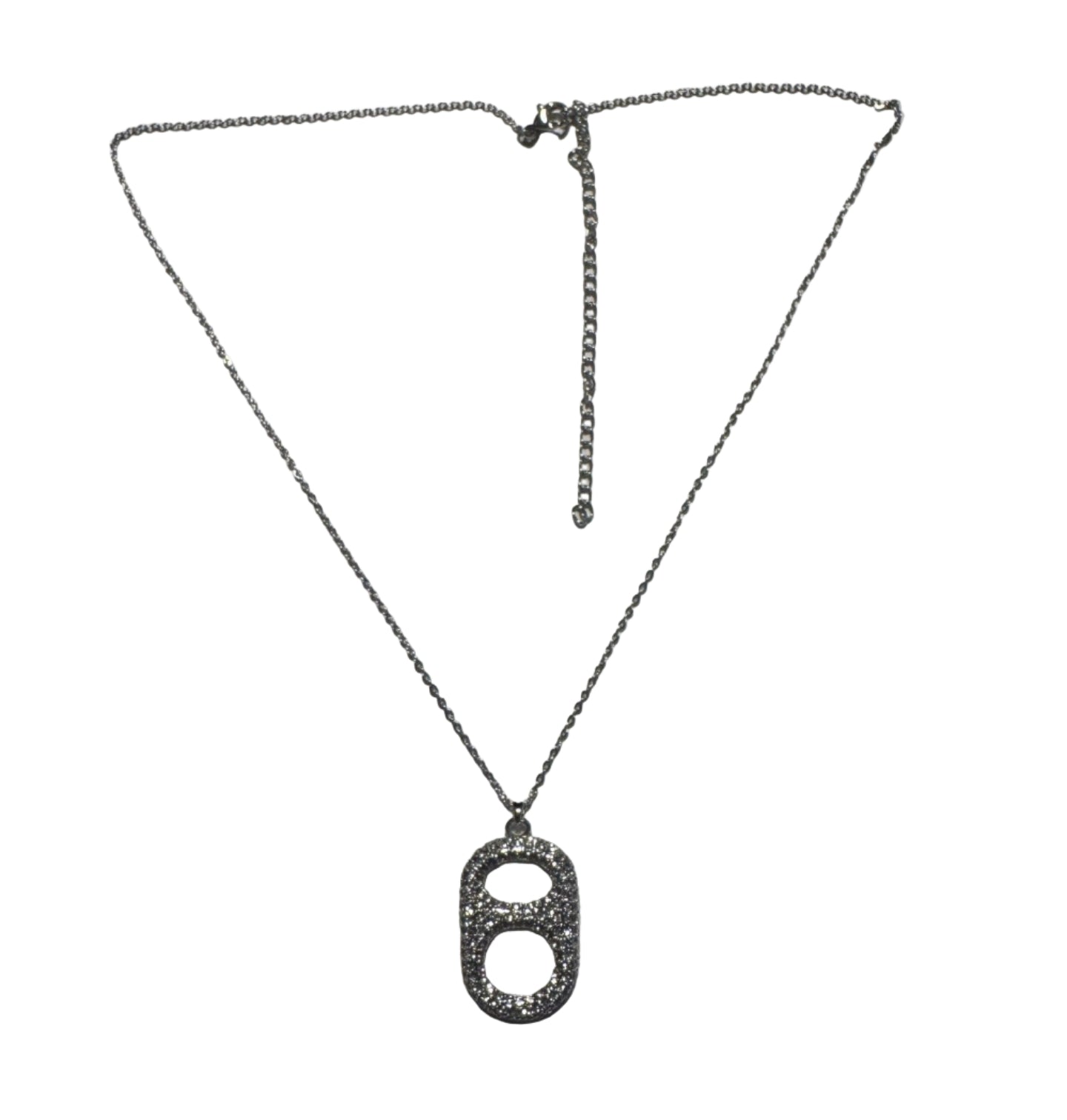 Luxe Silver Crush Rhinestone Pendant Necklace lifestyle coastal flat lay