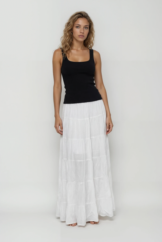 Ethereal Tiered Cotton Maxi front view