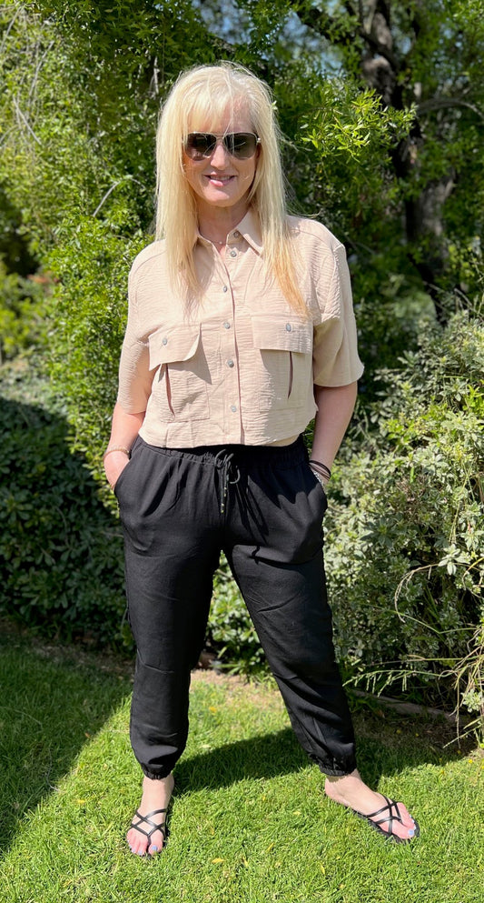 Sonya Beach Chic Button Down Cropped Top