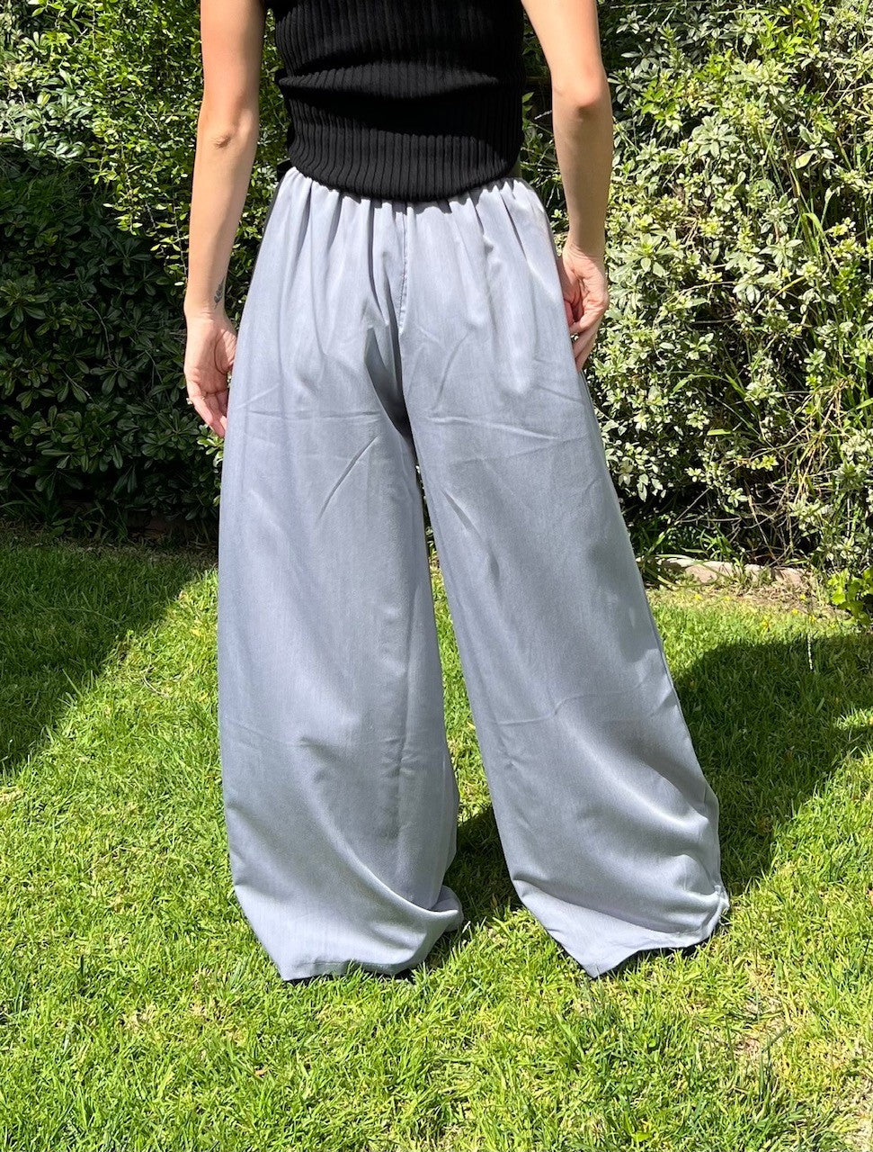 Luann Belted Wide Leg Pants in Gray