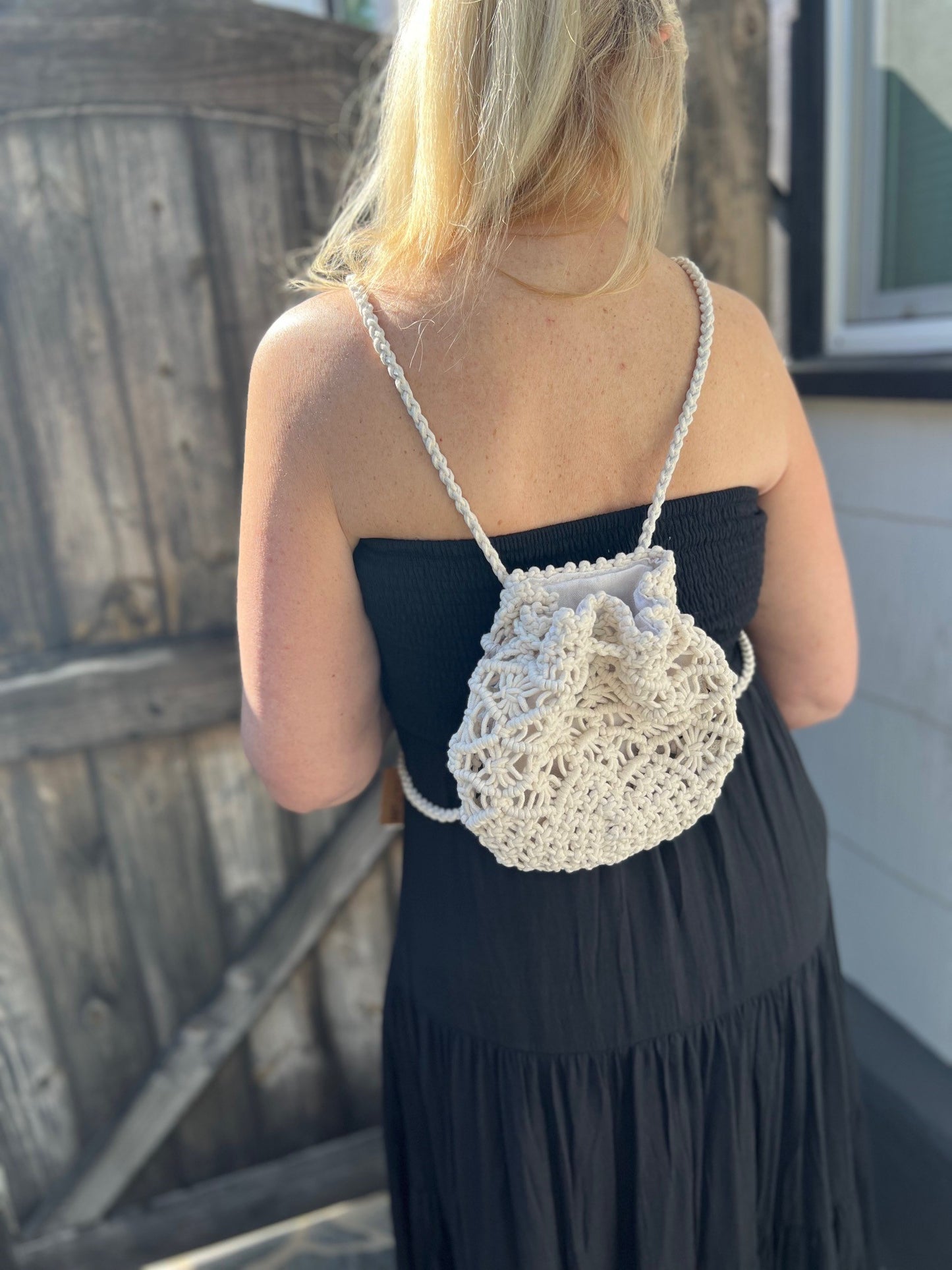 Hermosa Macrame Tote Bag in Black or Natural
