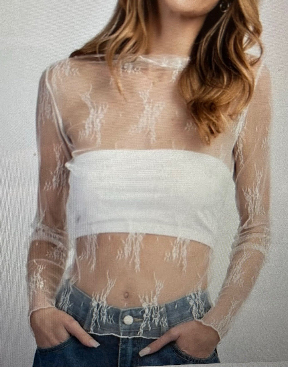 The Cheryl Floral Sheer Long 3/4 Sleeve Mesh Blouse