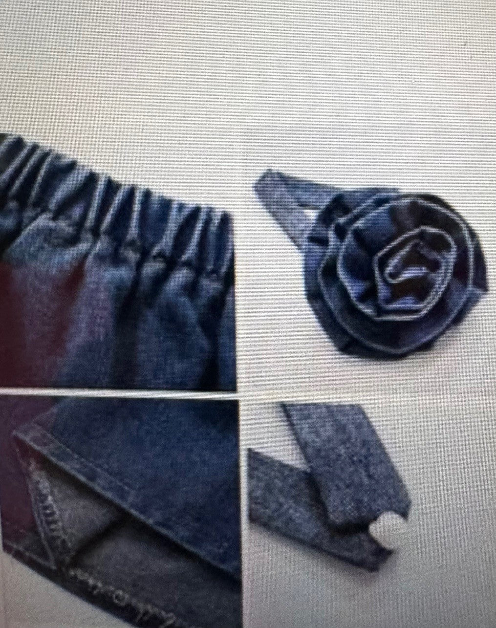 The Rose Denim Tube Top with Rose Denim Choker ~ Flared, Elastic and Strapless Tube Top