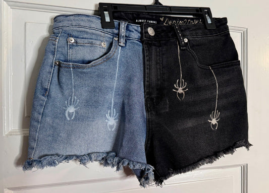 Spider Hand Bleached Shorts -  Almost Famous Size 9 Repurposed