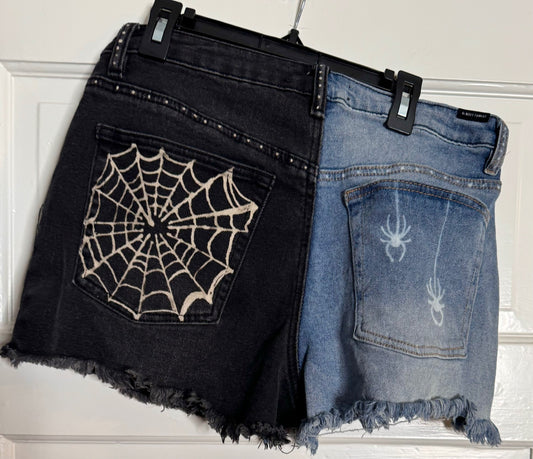Spider Hand Bleached Shorts -  Almost Famous Size 9 Repurposed
