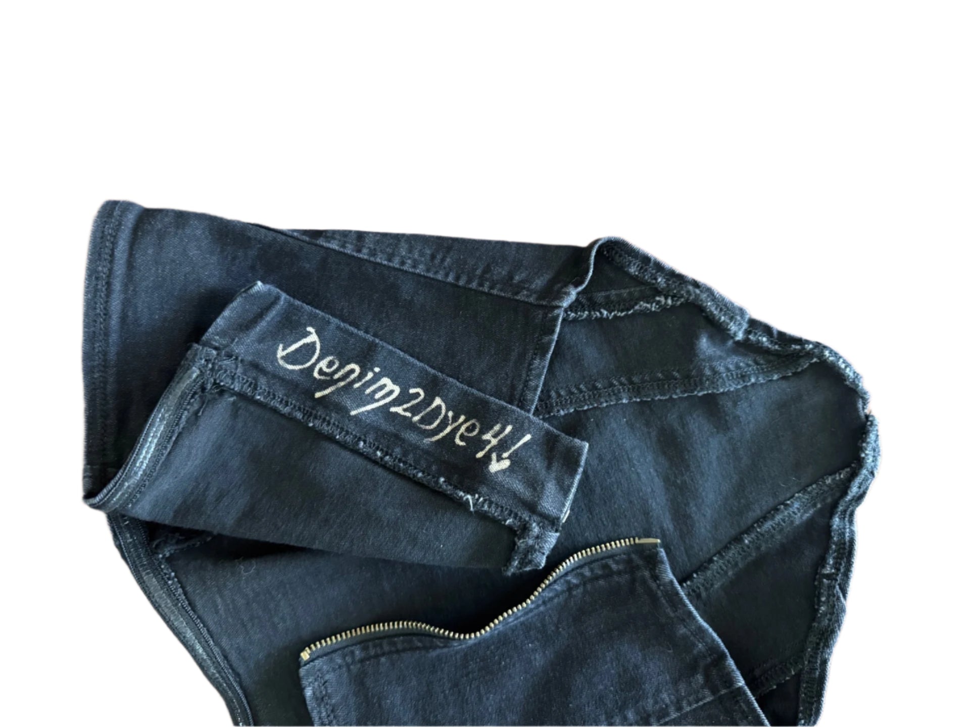 Black Widow hand-bleached stretch denim corset tube top with back zipper and silicone lining – one-of-a-kind streetwear style