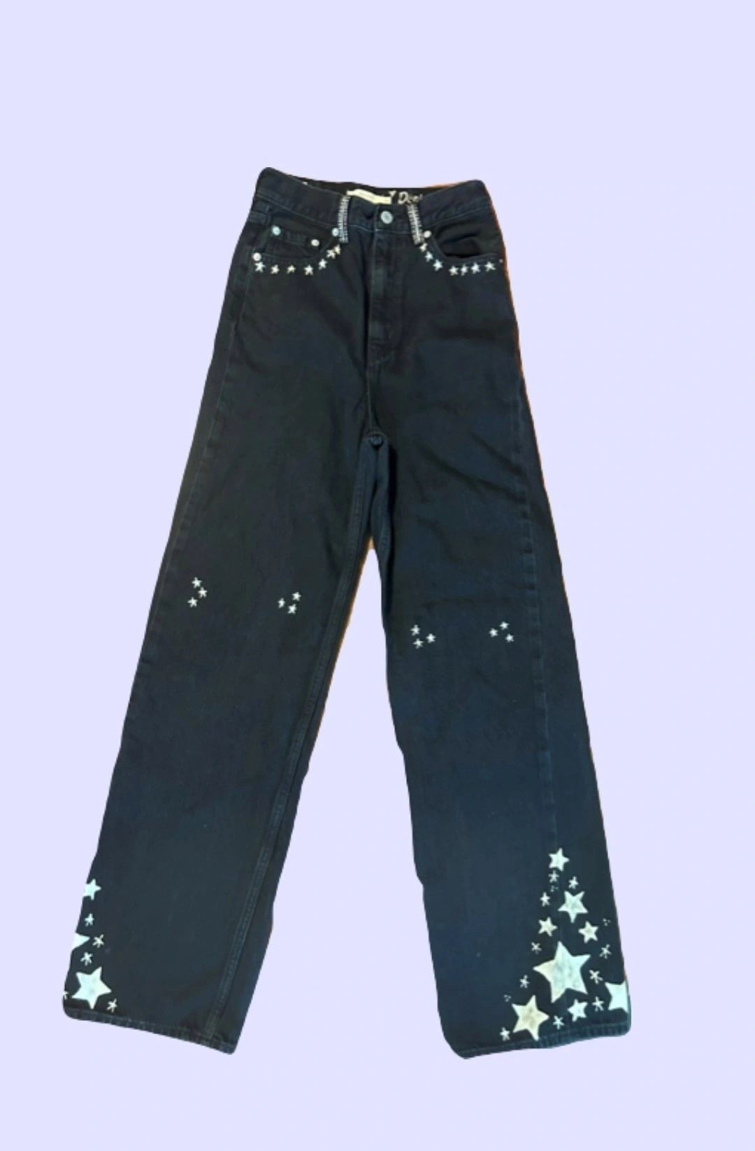 Levi's High Loose Black Denim Jean with Star Design