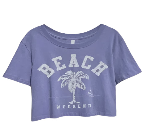 Beach Weekend Lavender Cropped Tee