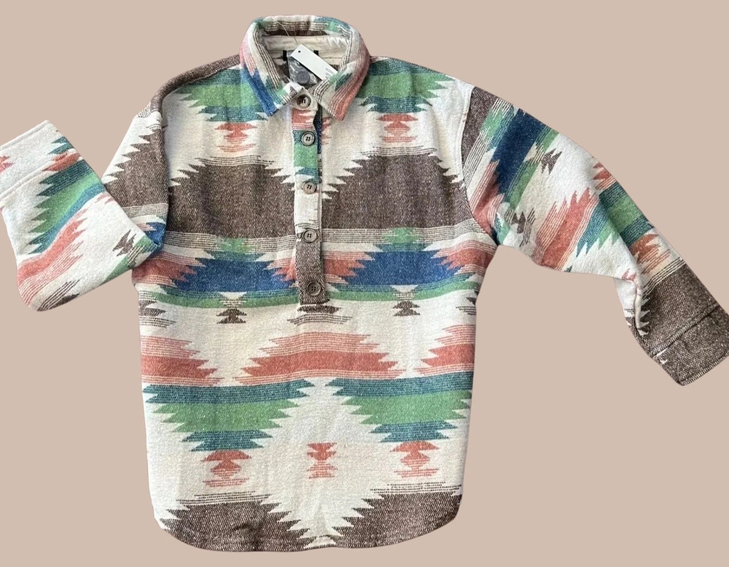 Western Pattern Pullover Collared Shirt / Sweetie Shacket