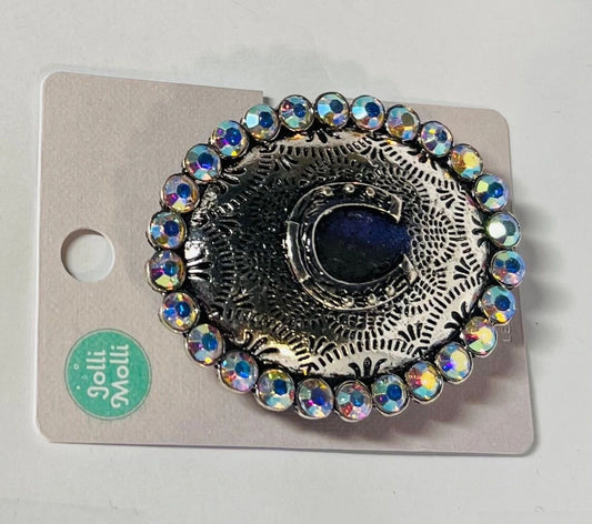Western Cell Accessory with Rhinestones - Adhesive 3m Phone Grip Horseshoe or Steer Head