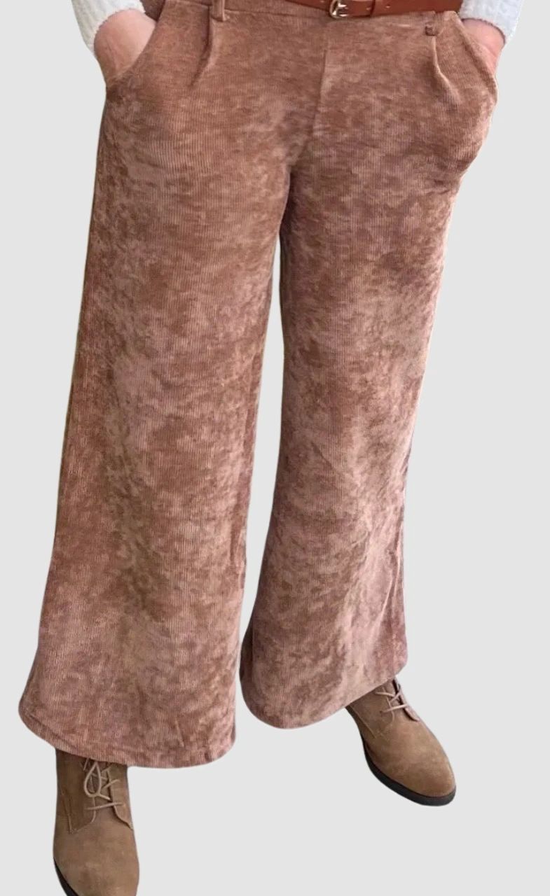 The Italian Corduroy Brown Cropped Wide Leg Pant by I TOO