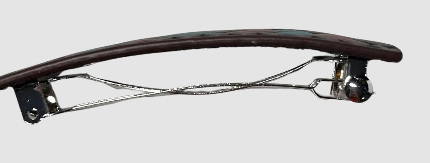 Southwestern Geometric Genuine Leather Hair Barrette