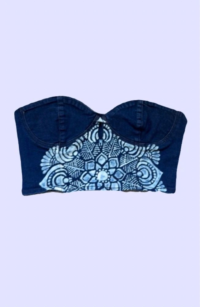Denim Bustier Mandala Top